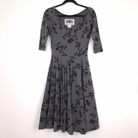 Effie's Heart Dresses & Skirts - Effie's Heart Ava Dress floral pockets knee length whimsical fit flare twee gray
